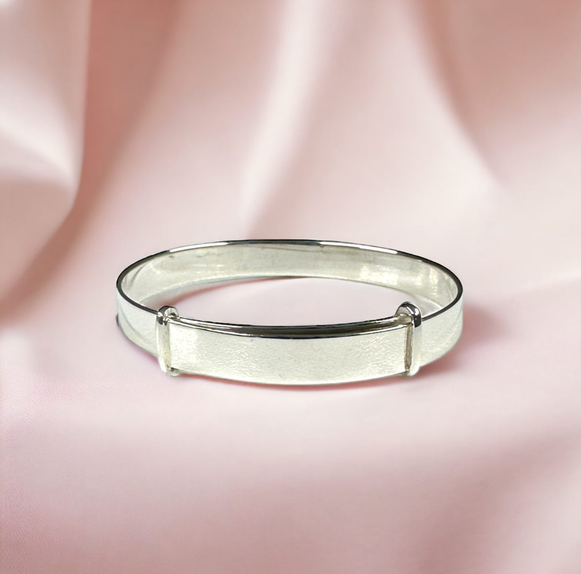 Sterling silver stg plain baby childrens expandable bangle bracelet engrave