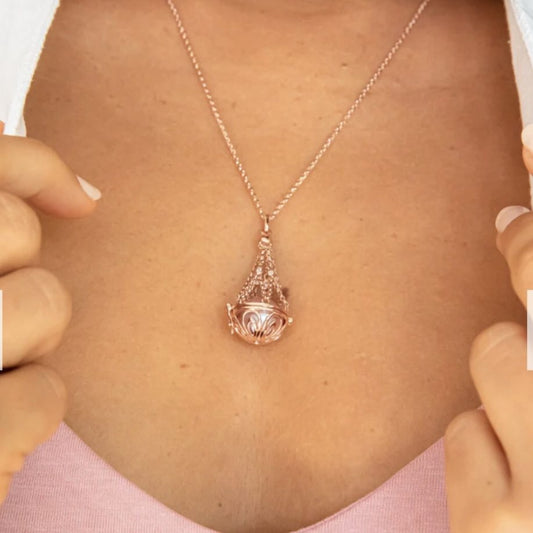 Love in Paris 14ct Rose Gold Diamond Lavalier Necklace