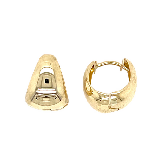 9ct gold teardrop triangle huggie earrings hoops