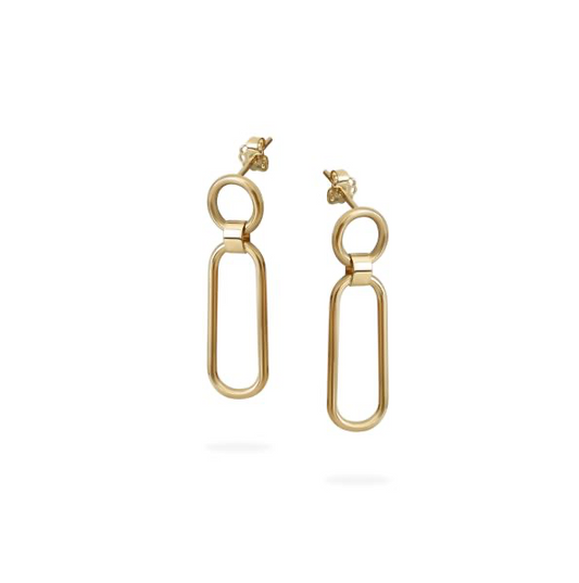 9ct Yellow Gold Paperclip & Circle Earrings