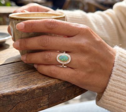 14ct Gold 2.07ct Australian Boulder Opal Diamond Ring