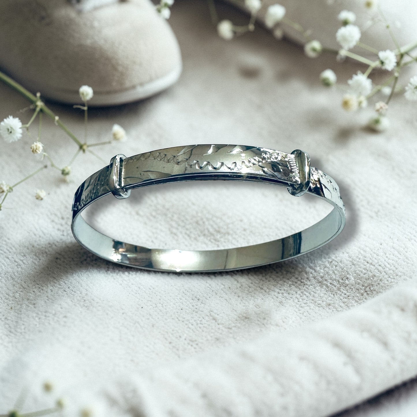 Sterling Silver Classic Engraved Baby / Children's Bangle