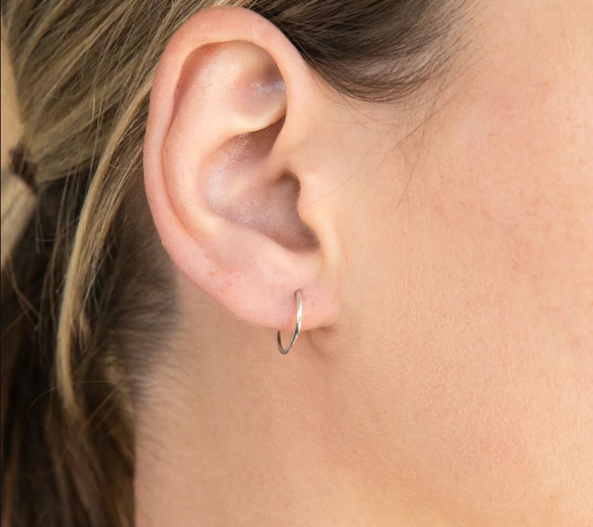 Sterling silver sleeper earrings hoops 12mm 10mm 14mm