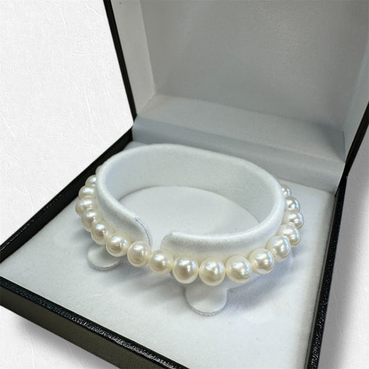 Genuine pearl bracelet white stretch elastic 