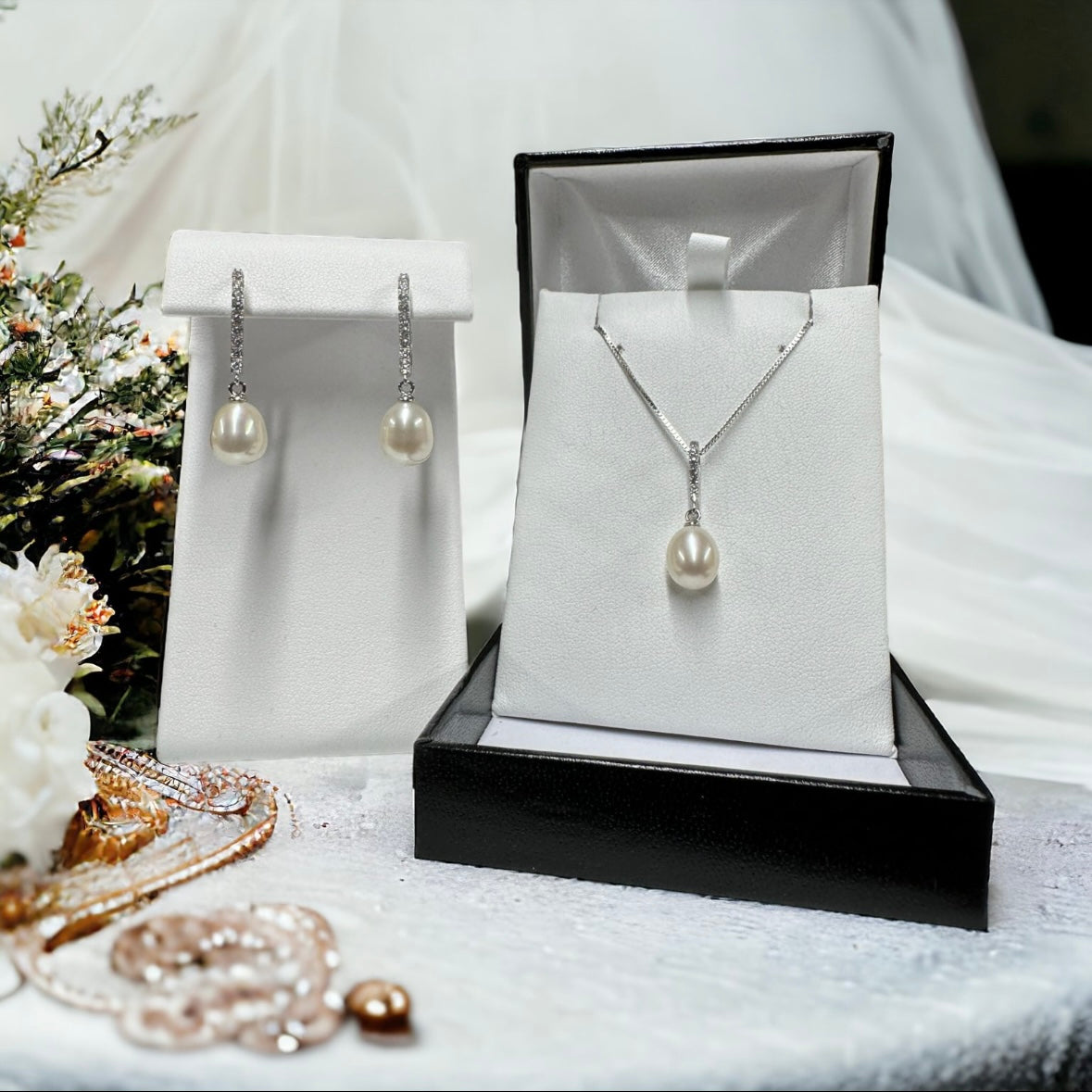 Eliza Pearl and CZ Bridal Set