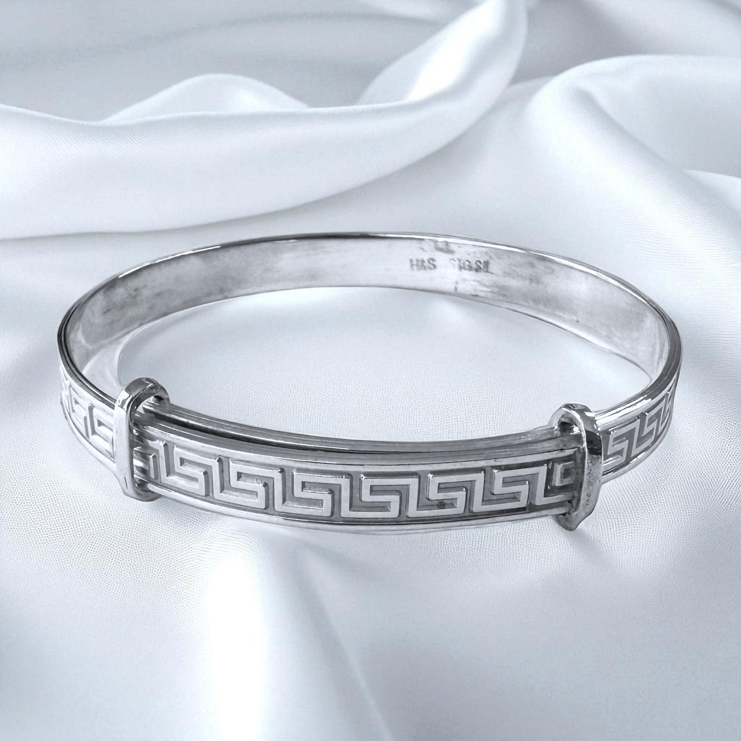 Sterling silver stg baby children bangle bracelet design Greek Key unisex