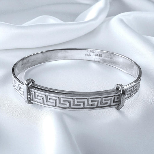 Sterling silver stg baby children bangle bracelet design Greek Key unisex
