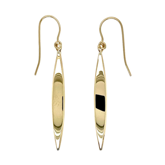 9ct Yellow Gold Four Sided Drop Earrings