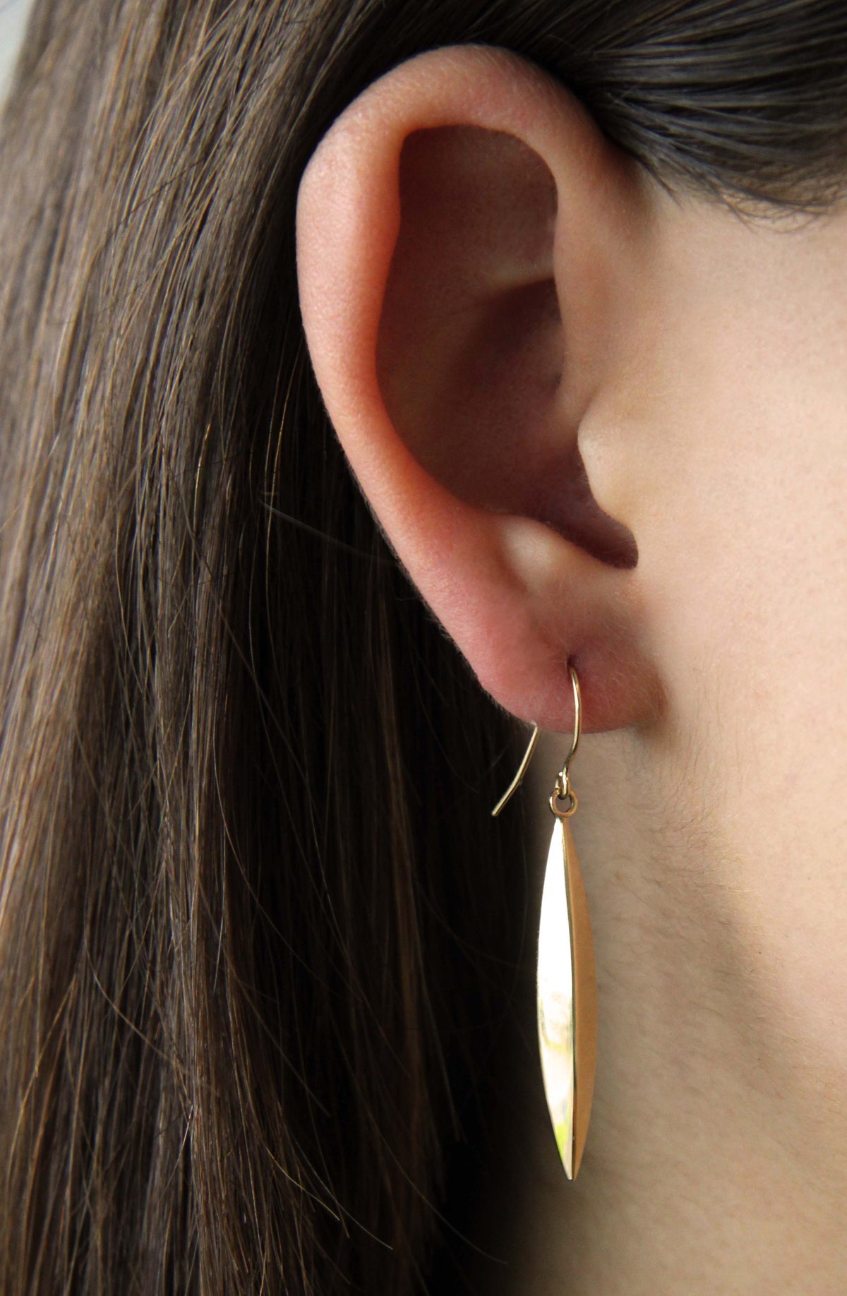 Gold drop earrings with hooks