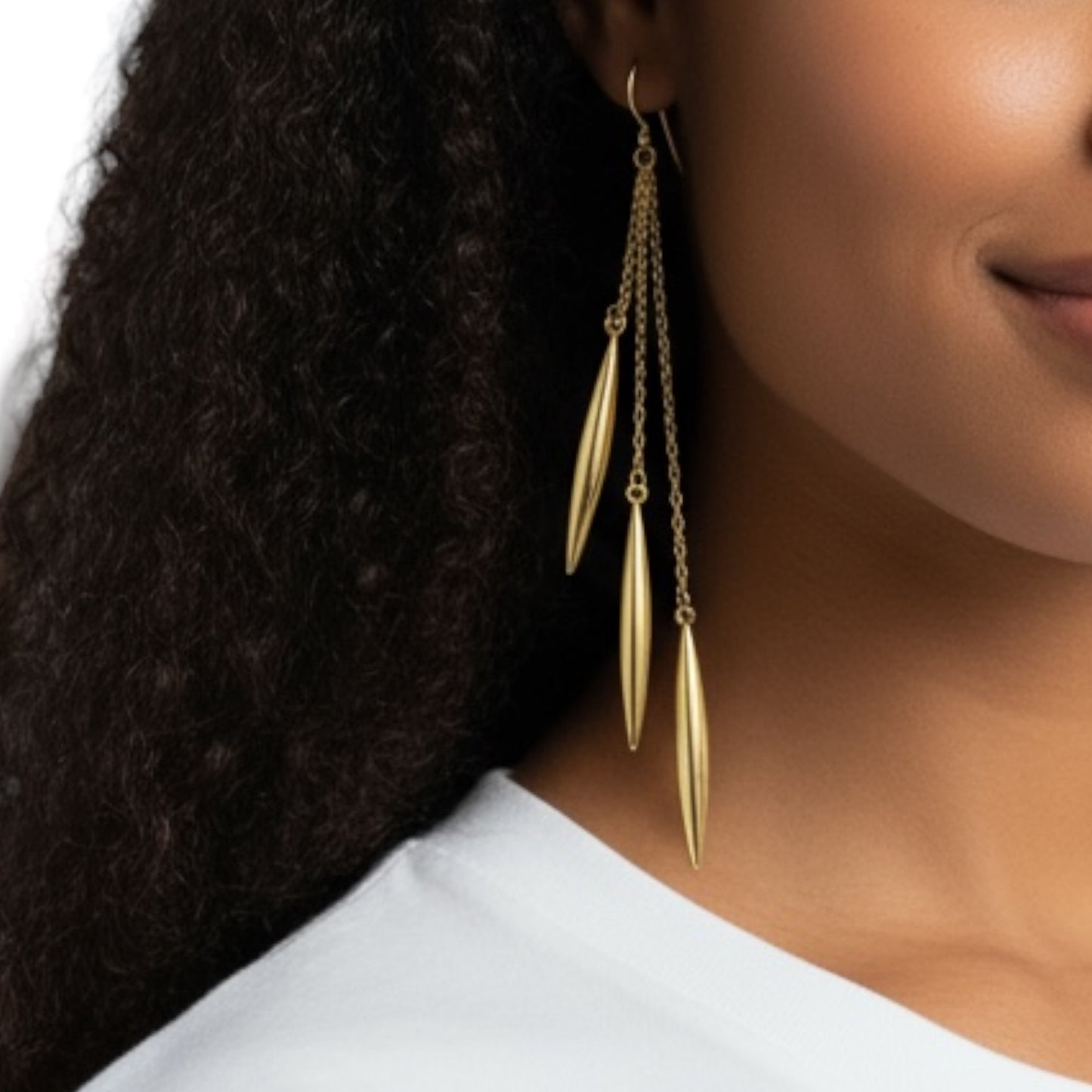 9ct gold marquise barrel drop earrings hoops