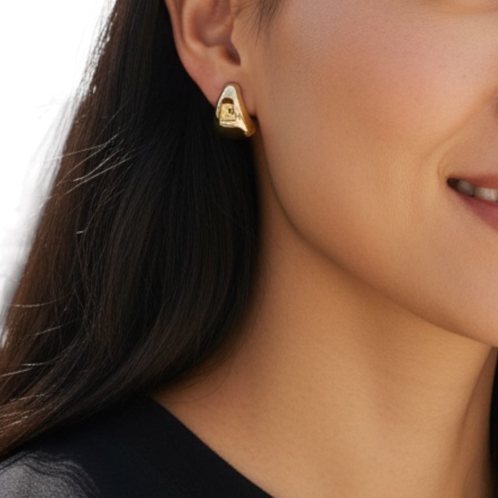 9ct Yellow Gold Wide Teardrop Huggies