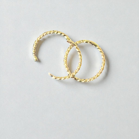 9ct gold twisted sleeper earrings hoops 12mm 9mm 