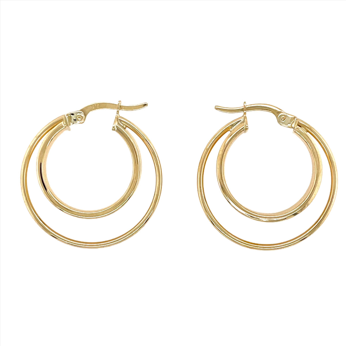 9ct Yellow Gold Double Circle Hoop Earrings