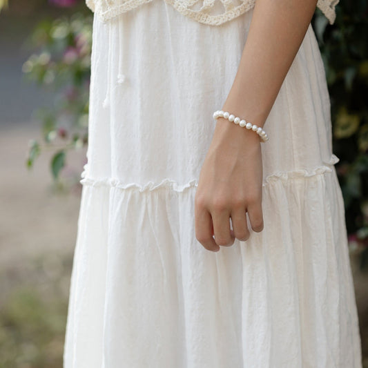 Violet Pearl Bracelet with Extension Chain