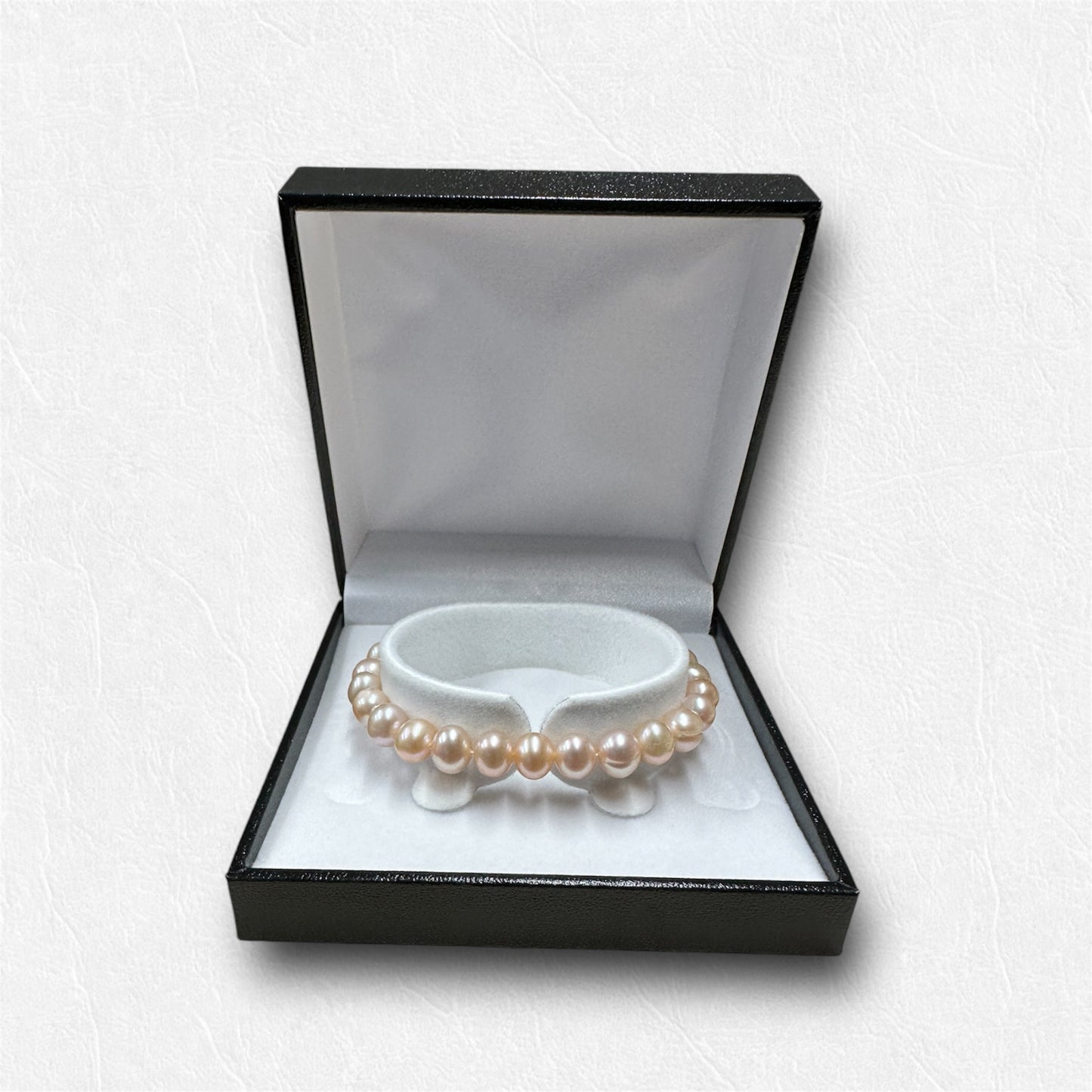 Genuine natural pink peach pearl stretch elastic bracelet