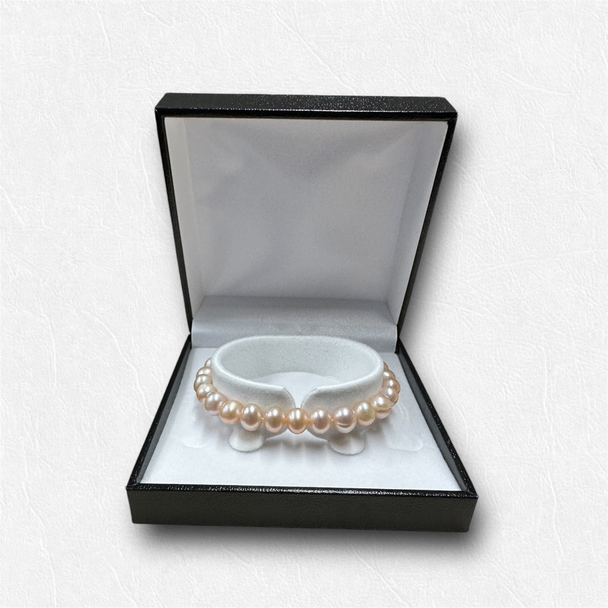 Genuine natural pink peach pearl stretch elastic bracelet