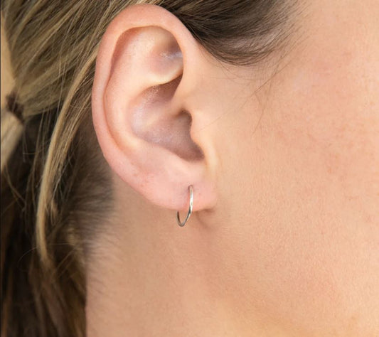 Sterling silver sleeper earrings hoops 12mm 10mm 14mm